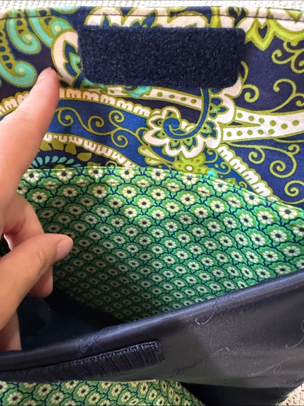 Vera Bradley Navy, Green & Teal Quilted Laptop Tote